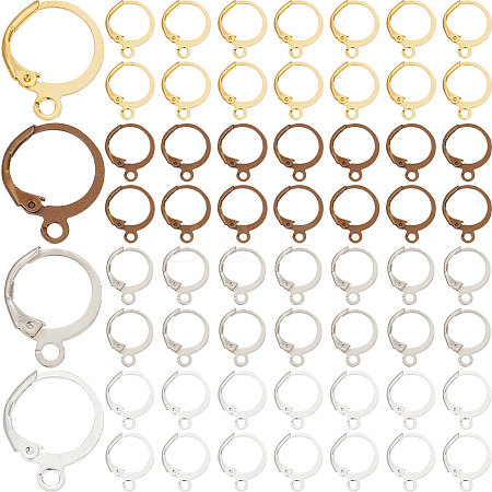 SOFPLATE 120Pcs 4 Colors Brass Leverback Earring Findings KK-SP0001-02-1