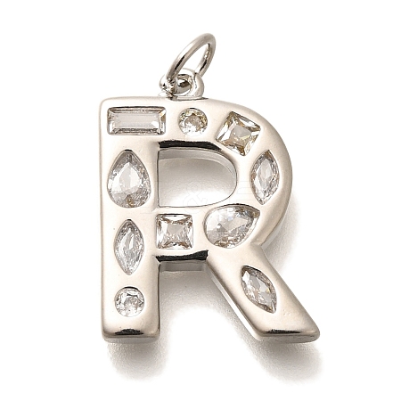 Brass Micro Pave Clear Cubic Zirconia Pendants KK-G521-01P-R-1