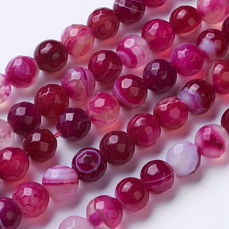 Natural Striped Agate/Banded Agate Beads Strands G-G753-04-8mm-1