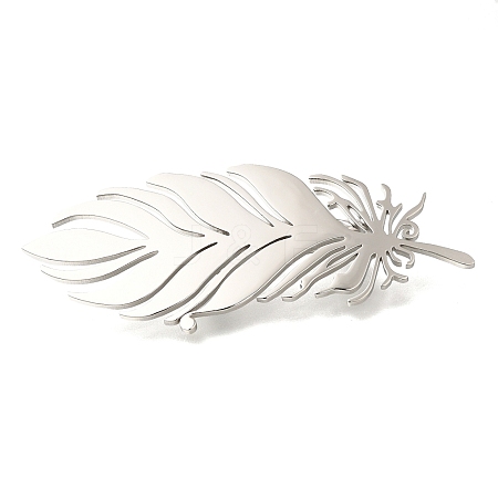 Feather 201 Stainless Steel Brooch for Women STAS-B076-08G-02-1