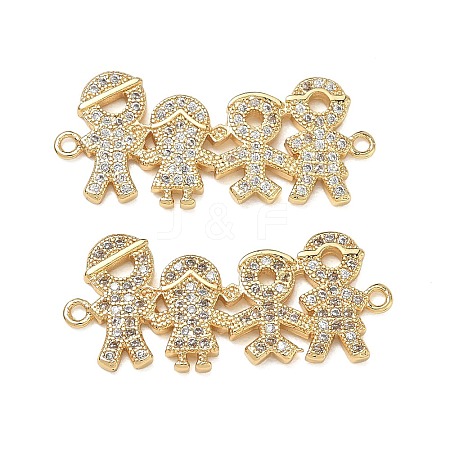 Brass Micro Pave Clear Cubic Zirconia Connector Charms for Jewelry Making CU-CBAAA59-01G-05-1