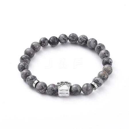 Natural Netstone Beads Stretch Bracelets BJEW-JB04978-05-1