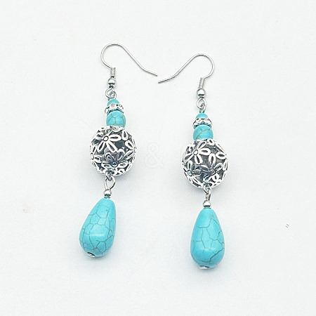 Bohemian Zinc Alloy Synthetic Turquoise Dangle Earrings LQ8241-6-1