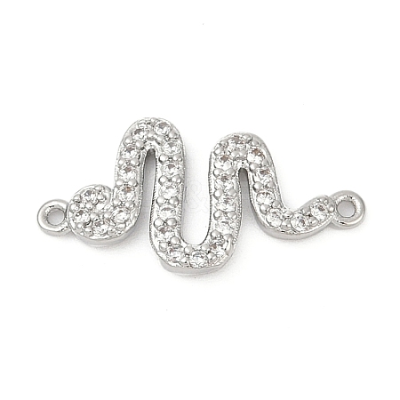 Brass Micro Pave Clear Cubic Zirconia Connector Charms KK-G526-02P-1
