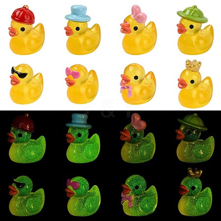 40Pcs 8 Styles Resin Duck Miniature Model AJEW-CJ0001-82-1