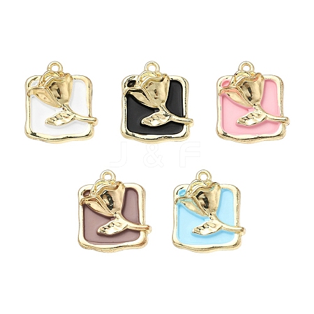 5Pcs Rack Plating Alloy Enamel Pendants ENAM-YW0002-46-1
