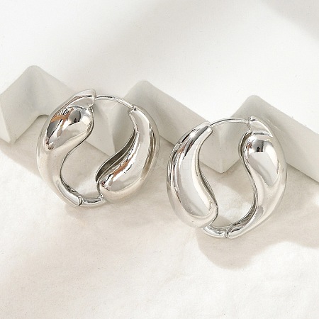 Brass Hoop Earrings for Women EJEW-U041-09P-1