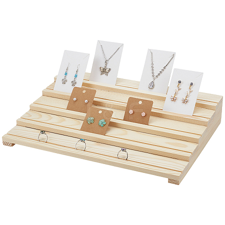 1Pc 5-Tier Wood Earring Display Card Organizer Riser Stands ODIS-PH0002-01-1