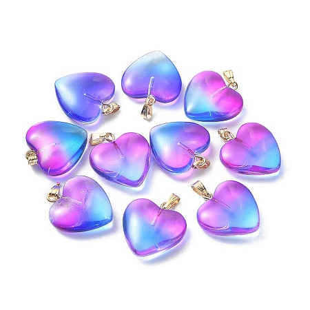 Two Tone Transparent Glass Pendants GLAA-YW0003-02B-1