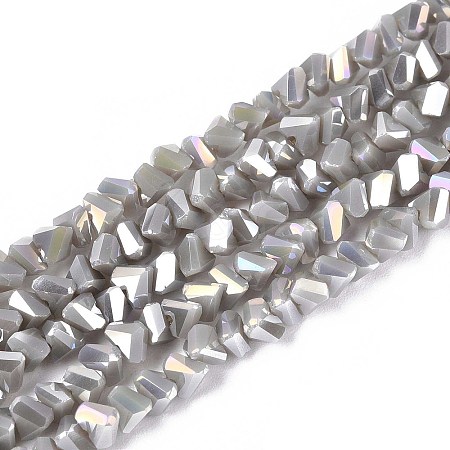 Electroplate Opaque Glass Beads Strands GLAA-N022-4mm-21-1