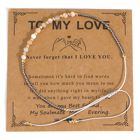 Elegant Natural Gemstone & Glass Seed Round Beads Braided Beaded Bracelets for Women HW1161-13-1