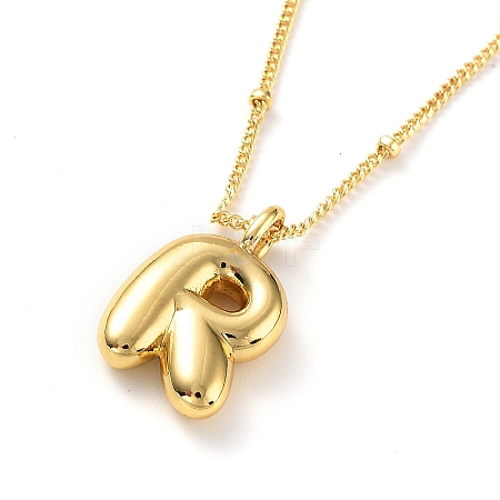 Initial Letter Brass Pendant Necklace NJEW-A015-21G-R-1