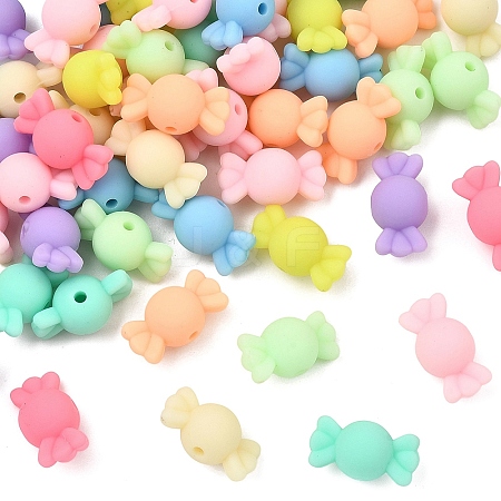 100Pcs Rubberized Style Acrylic Beads SACR-YW0002-06-1