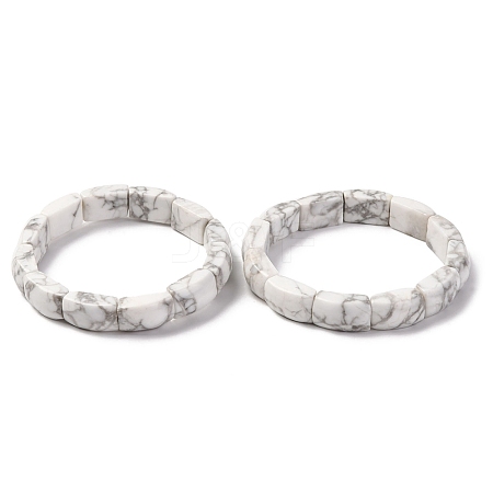Natural Howlite Bead Stretch Bracelets for Women Men BJEW-C097-02A-06-1