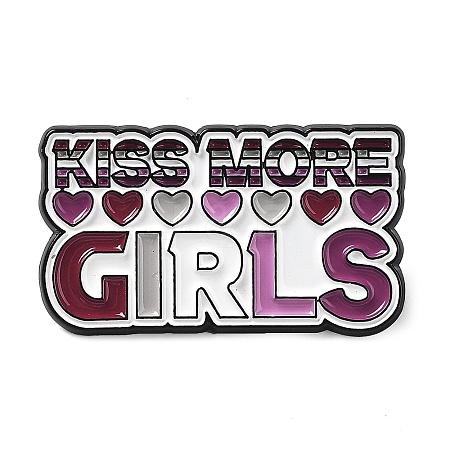 Word Kiss More Girls Lesbian Pride Rainbow Theme Enamel Pins JEWB-D019-04A-EB-1