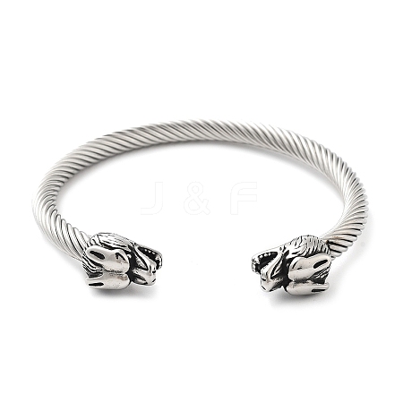 Viking 304 Stainless Steel Open Cuff Bangles for Men BJEW-U001-07J-AS-1