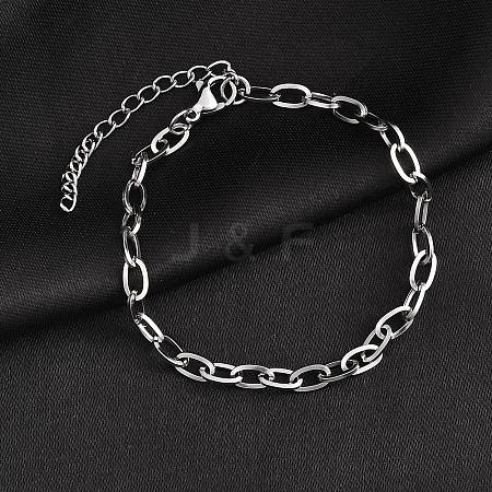 Non-Tarnish 304 Stainless Steel Cable Chain Bracelet for Men Women BJEW-E031-05C-P-1