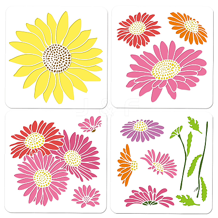 4Pcs 4 Styles PET Out Drawing Painting Stencils DIY-WH0416-0019-1