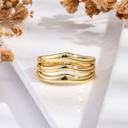 Rack Plating Brass Cuff Cubic Finger Rings for Women RJEW-M028-24G-1