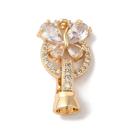 Brass Micro Pave Cubic Zirconia Fold Over Clasps KK-B098-06G-01-1