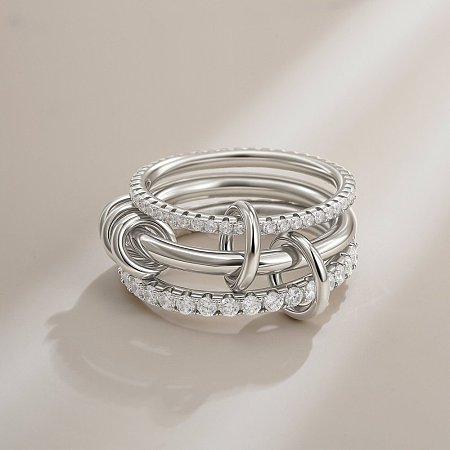 Brass Micro Pave Cubic Zirconia Finger Rings FS-WG6545E-05-1