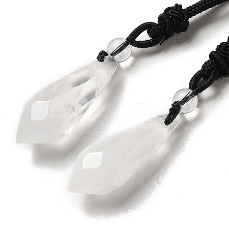 Cone Natural Quartz Crystal Pendant Necklace with Nylon Rope for Women G-H286-08D-1