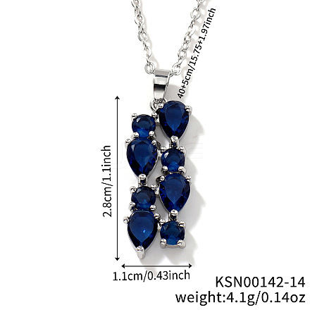 Brass Cubic Zirconia Long Tassel Pendant Necklaces for Fashionable Statement Style DV3387-14-1