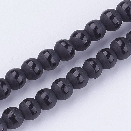 Opaque Glass Beads Strands PORC-P025-04-8mm-1