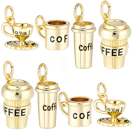 8Pcs 4 Styles Brass Enamel Charms KK-BBC0023-94-1