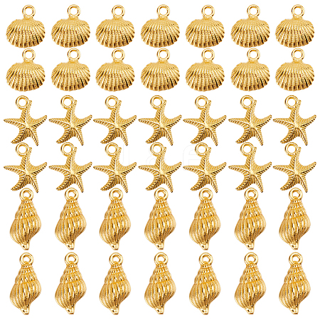 60Pcs 3 Styles Ocean Theme Alloy Pendants FIND-SC0012-44-1