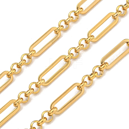 10M Ion Plating(IP) 304 Stainless Steel Oval & Round Ring Link Chains CHS-G034-03G-1