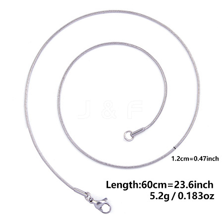 Non-Tarnish 1.2MM Unisex 304 Stainless Steel Snake Chains Necklaces YO4082-11-1