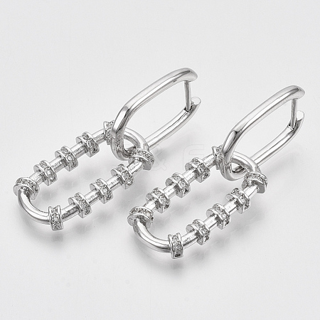 Brass Micro Pave Cubic Zirconia Huggie Hoop Earring EJEW-N011-09P-1