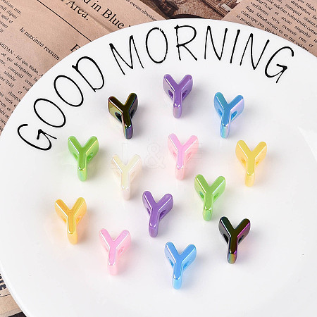 UV Plating Opaque Acrylic European Beads OACR-M027-03Y-1