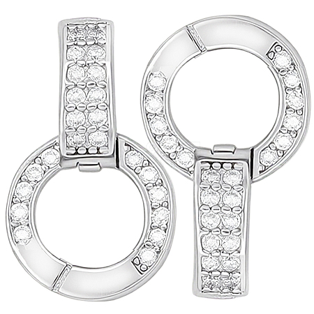 2Pcs Rack Plating 925 Sterling Silver Micro Pave Clear Cubic Zirconia Enhancer Shortener Bails STER-BBC0009-35-1