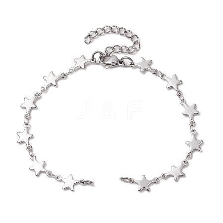 304 Stainless Steel Star Link Chain Bracelet Makings for Women AJEW-TA00028-1