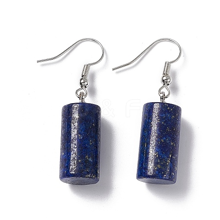 Natural Sodalite Cylindrical Dangle Earrings EJEW-D188-01P-06-1