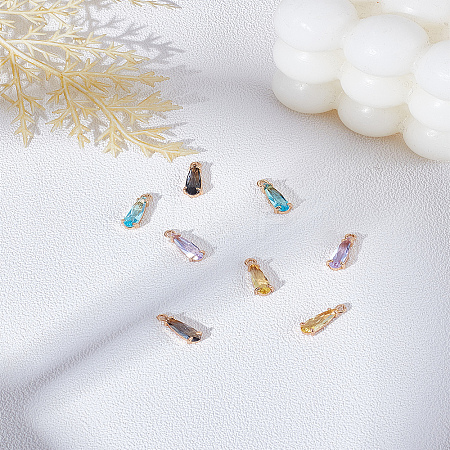 8Pcs 4 Colors Faceted Glass Charms GLAA-LP0001-21-1