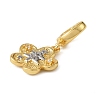 Christmas Brass Rhinestone Flower Pendant Decorations KK-H498-01G-10-2
