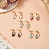 5 Pair 5 Color Alloy Enamel Owl Dangle Stud Earrings EJEW-JE05235-2