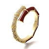 Brass Micro Pave Clear Cubic Zirconia Cuff Rings for Women RJEW-U040-02G-02-4