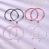 8Pcs 8 Style Heart & Skeleton Key Alloy Enamel Braided Bead Bracelets Set BJEW-JB09771-S-2