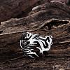 Punk Rock Style 316L Surgical Stainless Steel Hollow Tribal Flame Finger Rings for Men RJEW-BB06644-11-3