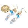 Dyed Natural Quartz Crystal Nugget & Mushroom Lampwork Dangle Earrings EJEW-TA00335-01-3