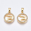 Brass Micro Pave Clear Cubic Zirconia Charms KK-Q277-006-NF-2