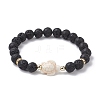 Tortoise Synthetic Turquoise & Natural Lava Rock Stretch Bracelets for Women BJEW-JB10106-06-1