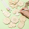 60Pcs 10 Style Spring theme Butterfly/Ladybird/Flower Unfinished Wood Pieces DIY-CJC0012-01-6