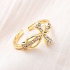 Brass Micro Pave Clear Cubic Zirconia Cuff Rings for Women RJEW-U047-08G-1