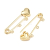 Heart Brass Brooch Findings KK-Z132-01G-01-2