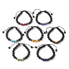 Natural Lava Rock and Non-Magnetic Synthetic Hematite Beads Braided Bead Bracelets BJEW-JB03975-10